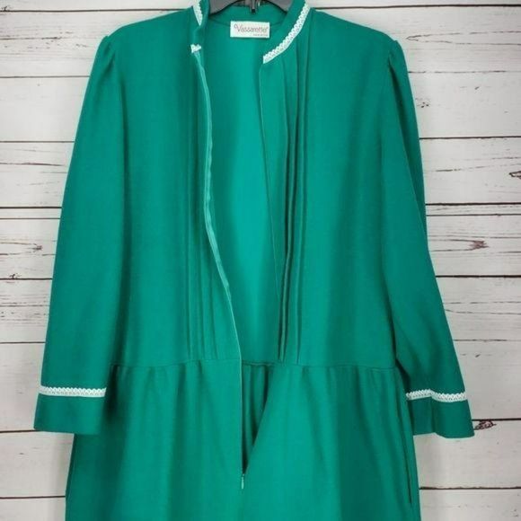 Vassarette Vintage Women's Green Velour Long Sleeve House‎ Coat Robe Size Medium - Picture 9 of 12